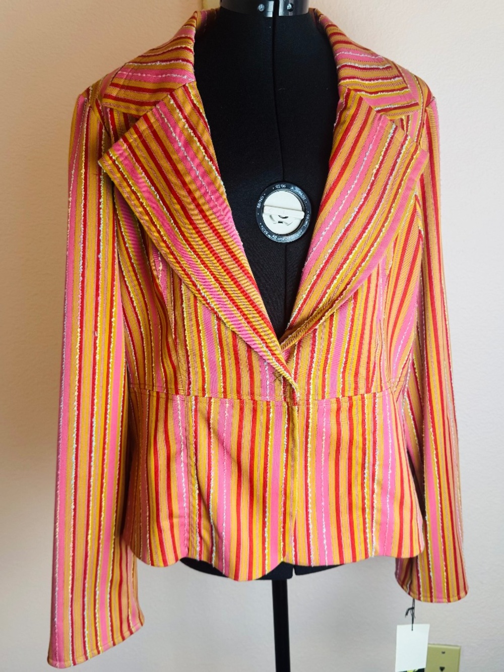 Y2K bold professional vertical pinstripe blazer NWT vintage size 12